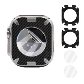 Apple Watch Series 11 / 10 / 9 / 8 / 7 / 6 / 5 / 4 バックフィルム+センサー保護フィルム 2セット 合計4枚入 背面保護フィルム カーボン調 かっこいい おすすめ おしゃれ アップルウォッチ Ultra / Ultra 2 / Ultra 3 / SE / SE 2 / SE 3