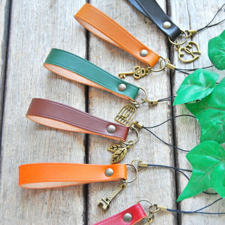 楽天市場 携帯ストラップ 本革 6色 チャーム組み合わせ自由 レディース メンズ かわいい キーホルダー スマホ 携帯 カバー おしゃれ スマートフォンアクセサリー 誕生日 プレゼント おすすめ 手作り革雑貨 ブラン クチュール