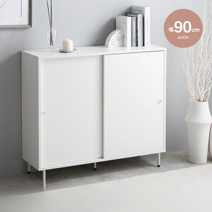 キャビネット サイドボード 4段 3段 木製 おしゃれ 白 北欧 90cm 本棚 リビング ルーター 収納 ラック リビングボード コンソール 扉付き プリンター FAX台 ルーター収納 リビング収納 玄関 キッ