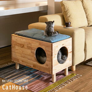 キャットハウス 猫 家具 ベッド 木製 おしゃれ 天然木 スリム キャット ハウス 猫家 クッション付き シンプル ナチュラル 北欧 コンパクト 省スペース