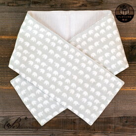 タオルマフラー ゾウ柄 グレー 象 エレファント コットン ガーゼ ハンドメイド 動物 タオル マフラー スポーツタオル フェイスタオル モノクロ モノトーン 日焼け防止 ギフト 北欧 テキスタイル