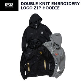 SY32 パーカー ダブルニット エンブロイダリー ロゴ ジップフーディー 14110 DOUBLE KNIT EMBROIDERY LOGO ZIP HOODIE エスワイサーティトゥバイスィートイヤーズ メンズ ブラック ブラックカモ グレイ M L XL XXL