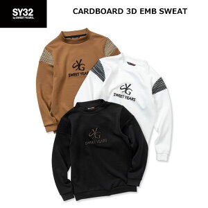 SY32 �S���t�E�G�A �J�[�h�{�[�h �X���[�f�B�[ �X�E�F�b�g SYG-23A27 CARDBOARD 3D EMB SWEAT �v���I�[�o�[�X�E�F�b�g �����Y �E�G�A �S3�F �u���b�N �z���C�g �L������
