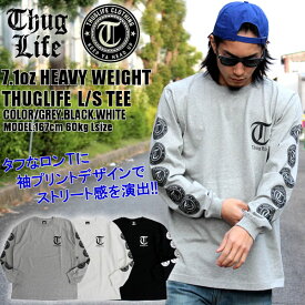 カッコイイ！！待望の再入荷！！THUGLIFE サグライフ 長袖Tシャツ ロングスリーブ ロンT トップス ブラック ホワイト グレー 春 夏 秋 冬 メンズ レディース ファッション ストリート スケーター スケート B系 ヒップホップ アーム プリント ロゴ