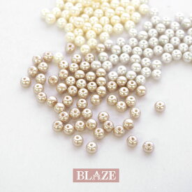 【約60個入り】ガラス パール 約4mm BLAZE ハンドメイド クラフト 手芸 手作り 材料 商用利用可能 アレンジ リメイク 資材 素材 材料 貫通 アクセサリーパーツ ピアス イヤリング ネックレス ブレスレット ガラスビーズ デコレーション ホワイト ブラウン 約3~8mm