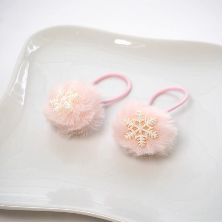 163雪の結晶冬氷ピンクプリンセスオーダーヘアゴム ヘアアクセサリー  