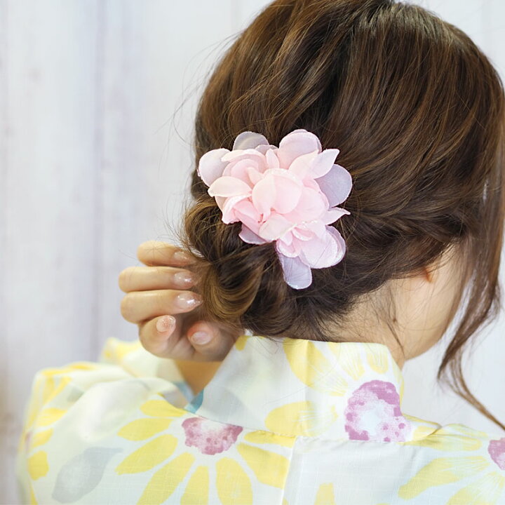 楽天市場】浴衣 髪飾り ヘアアクセサリー フラワー 花 ヘアゴム ポニー 
