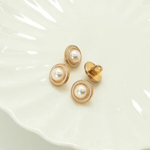 メタル ボタン シンプル シェイプ 4個 or 5個セット 白 ハンドメイド 10mm ゴールド メタルボタン パールボタン パール ラウンド 丸 ハンドメイド 手芸 手作り 服飾 パーツ 洋服 アクセサリーパ