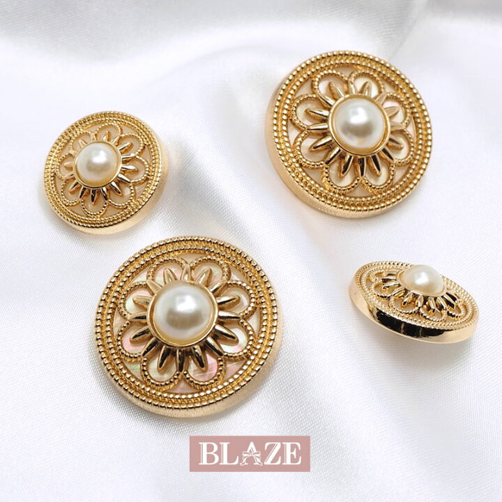 楽天市場】【2個入り】メタル ボタン 18mm 25mm センター パール  