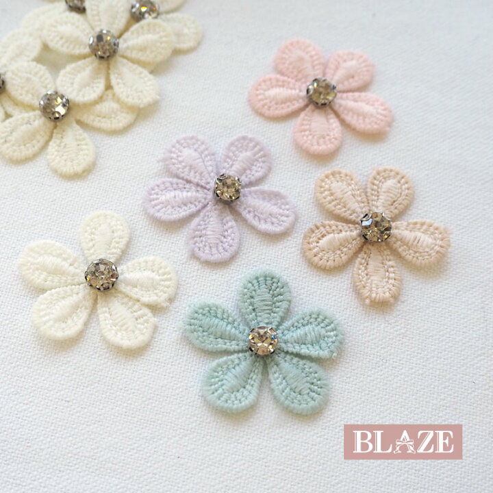 楽天市場】【5個セット】フラワー モチーフ レース パーツ 刺繍 
