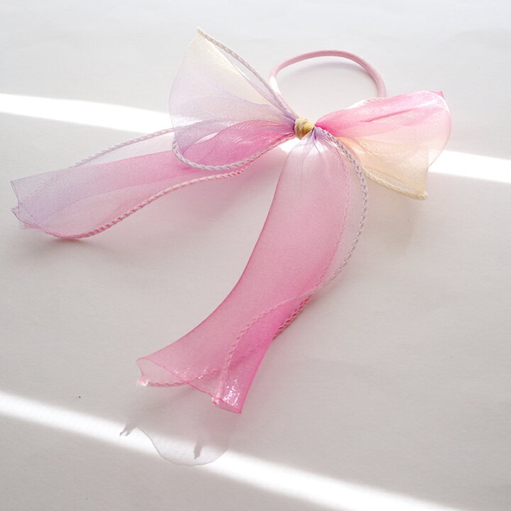 楽天市場】ヘアゴム ポニー カラフル カラー りぼん ゴム全長16cm 全3  