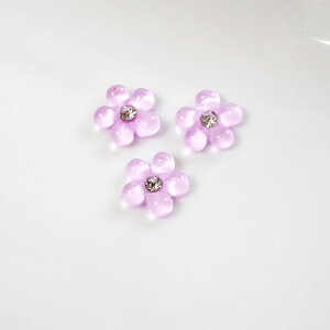 【3個入り】ネイルパーツ キャッツアイフラワー 花 デコパーツ 貼付けパーツ ハンドメイド クラフト レジン アクセサリー パーツ ネイル 手芸 資材 材料 ビジュー ラインストーン ハンドメ