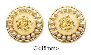 【2個セット】メタル ボタン 18mm 20mm 22mm フラワー カラー ビジュー 花 シェル 風 パール 白 ハンドメイド クラフト 手芸 金属 パーツ 資材 素材 作製 装飾 材料 アレンジ リメイク アクセサリ
