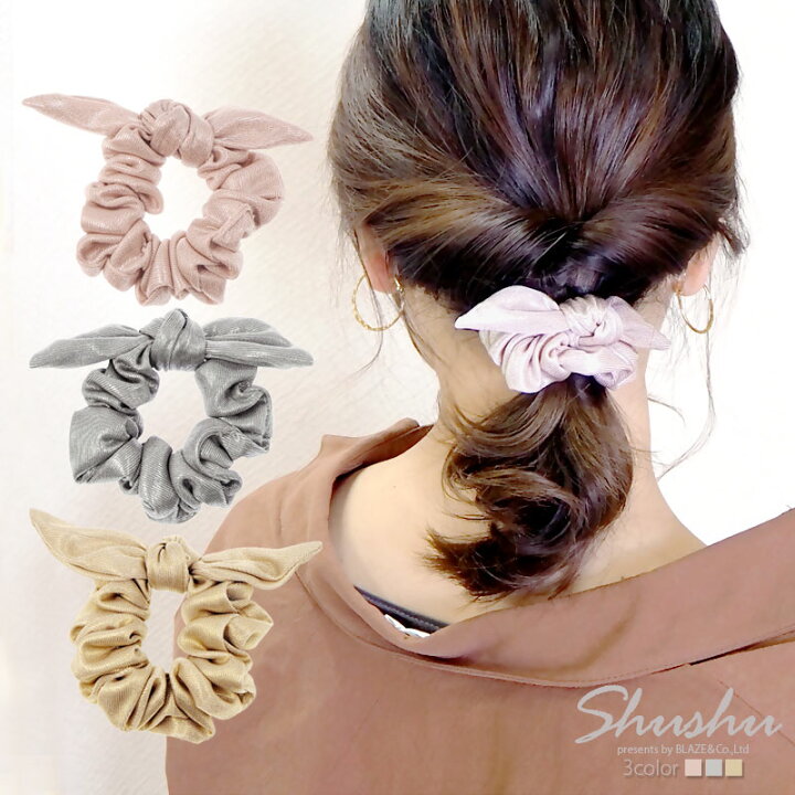 楽天市場 550円福袋チケット対象 リボン シュシュ シャイニー Blaze ヘアアクセサリー ヘアアクセ ハンドメイド アクセサリー Blaze