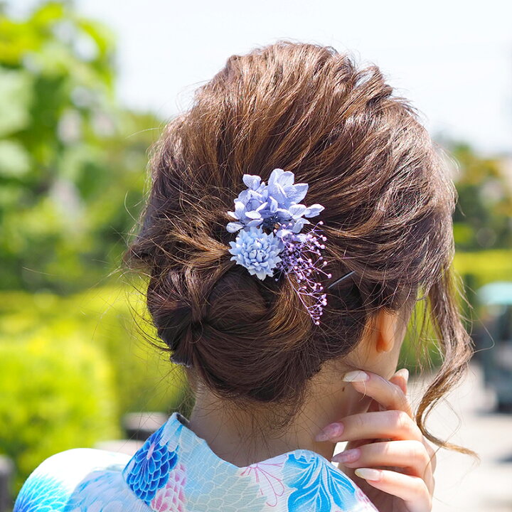 楽天市場】【3本セット】髪飾り 浴衣 Uピン ドライフラワー ヘアアクセ 