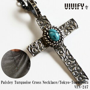 �yVIVIFY ���K�X�zVIVIFY �r�r�t�@�C �N���X�l�b�N���X �\���� �y�C�Y���[Paisley Turquoise Cross Necklace/Tokyo-Tominzoku �󒍐��Y