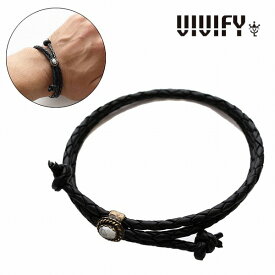 【送料無料】【VIVIFY 正規店】VIVIFY ビビファイ ブレスレット レザー ストーンOld Native Style Stone Setting Round Braid Bracelet/マグネサイト 受注生産