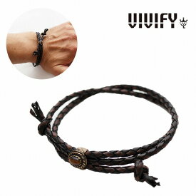 【送料無料】【VIVIFY 正規店】VIVIFY ビビファイ ブレスレット レザー ストーンOld Native Style Stone Setting Round Braid Bracelet/タイガーアイ 受注生産