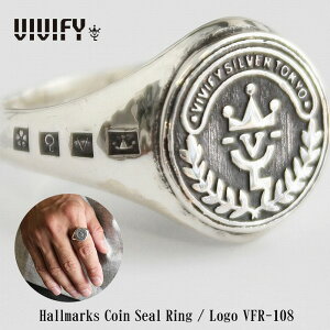 �yVIVIFY ���K�X�zVIVIFY �r�r�t�@�C �����O �V���o�[ �J���b�W�����OHallmarks Coin Seal Ring /Logo �󒍐��Y