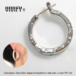 yVIVIFY KXzVIVIFY rrt@C sAX t[vsAX Vo[k18goldpost ThreeSides Hammered Hoop Pierce/3mm body w/gold 󒍐Y