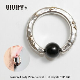 【送料無料】【VIVIFY 正規店】VIVIFY ビビファイ ボディピアス オニキス シルバーHammered Body Pierce/about9〜8G w/gold 受注生産