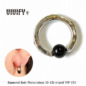 【送料無料】【VIVIFY 正規店】VIVIFY ビビファイ ボディピアス オニキス シルバーHammered Body Pierce/about13〜12G(S) w/gold 受注生産