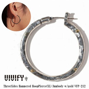 yzyVIVIFY KXzVIVIFY rrt@C t[v sAX Vo[ThreeSides Hammered Hoop PierceiXLj 3mm body w/gold