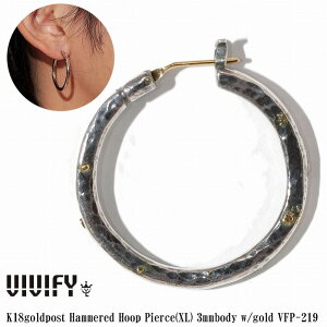 yVIVIFY KXzVIVIFY rrt@C t[v sAX Vo[K18goldpost Hammered Hoop PierceiXLj 3mm body w/gold