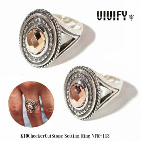 【VIVIFY 正規店】VIVIFY ビビファイ リング 指輪 シルバーK10CheckerCutStone Setting Ring