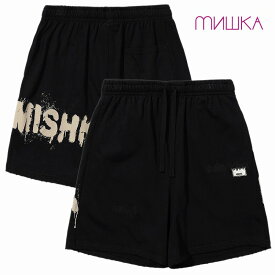 【20％OFFセール】【あす楽対応】【MISHKA 正規店】MISHKA ミシカ スウェットショーツ 裏毛 ブラック SPRAY LOGO SWEAT SHORTS