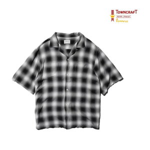 �yTOWNCRAFT ���K�X�zTOWNCRAFT �^�E���N���t�g �I���u���`�F�b�N �����V���c ���[���� 60S OMBRE LOOP COLLAR S/S SHIRTS
