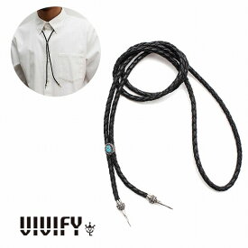 【VIVIFY 正規店】VIVIFY ビビファイ ネックレス レザー チョーカーOld Native Style Stone Setting Loop Tie/ターコイズ 受注生産