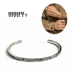 【VIVIFY 正規店】VIVIFY ビビファイ バングル ブレスレット シルバー Back Hallmarks Bangle/Hammered finish/Narrow w/gold