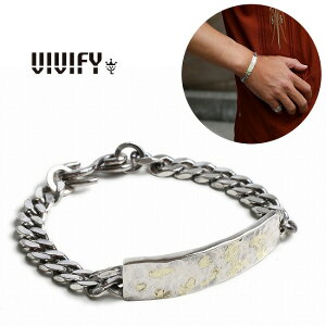 �yVIVIFY ���K�X�zVIVIFY �r�r�t�@�C �u���X���b�g �L�w�C�`�F�[�� �V���o�[ Back Hallmarks ID Bracelet/ Hammered Finish w/gold