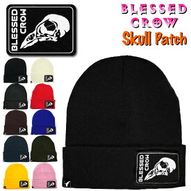 BlessedCrow ニット帽 ワンポイント ワッペン Skull Patch ビーニー ブランド タグ