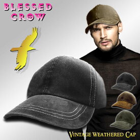 BlessedCrow VintageCap ライトスエード調 ブランド メンズ 帽子 春 夏 キャップ 大人目帽子 ローキャップ 浅め
