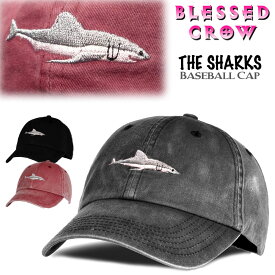 TheSharks キャップ サメ ウォッシュ加工 ローキャップ メンズ レディース 帽子 春夏 オールシーズン 黒 グレー 赤 浅め キャップ 浅いキャップ 日よけ UV 紫外線対策