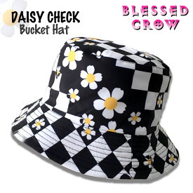 【全品P5倍&クーポン】DaisyCheck バケットハット 花柄 チェック リバーシブル 柄 帽子 レディース 黒 無地 ハット バケハ 春夏