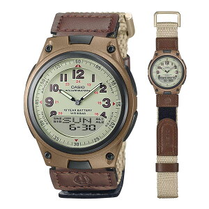 国内正規品 カシオ 腕時計 CASIO メンズウォッチ ベルクロバンド クロスバンドタイプ フリーサイズ アイボリー × サンドベージュ AW-80V-5BJF 0055 5気圧防水 デジタル・アナログコンビネーション