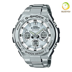 G-SHOCK ジーショック 電波 ソーラー 電波時計 ホワイト 白 G-STEEL カシオgショック メタル Gスチール CASIO 腕時計 メンズ アナデジ タフソーラー GST-W110D-7AJF 45,0 SS
