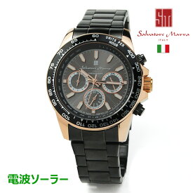 サルバトーレマーラ メンズ 腕時計 ブラック ソーラー電波 SALVATORE MARRA sm24108-pgbk 48.0 ブラック スタンダード ベーシック スタイリッシュ ファッション ウオッチ