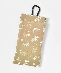 【メール便対応】ポーチ 小物入れ レディース カラビナ付き メガネ 恐竜 骨 化石 古代 エジプト 埴輪 はにわ 柄 グッズ おしゃれ かわいい 便利 ギフト プレゼント 博物館ポケッタブルケース