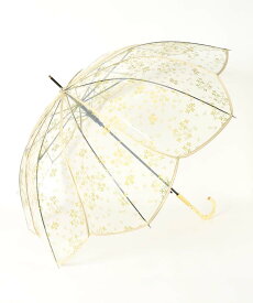 【★限定タイムセール★16日13:59まで】雨長傘 レディース ビニール傘 ジャンプ傘 花びら ワンタッチ 透明 クリア 金木犀 キンモクセイ 花柄 おしゃれ かわいい シンプル 軽量 耐風 ギフト プレゼント Wpc ゴールド パイピング 金色 ブルーブルーエ bleubleuet