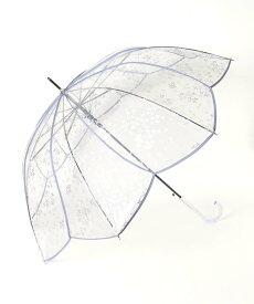 【★限定タイムセール★16日13:59まで】雨長傘 レディース ビニール傘 ジャンプ傘 花びら ワンタッチ 透明 クリア 銀木犀 ギンモクセイ 花柄 おしゃれ かわいい シンプル 軽量 耐風 ギフト プレゼント Wpc パイピング シルバー 銀色 Ginmokuseiアンブレラ ブルーブルーエ