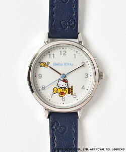 サンリオ ハローキティ グッズ キャラクター 腕時計 レディース 秒針 アナログ レザー おしゃれ かわいい リボンモチーフ 大人 子供 受験 試験 ギフト プレゼント レッド 赤 ネイビー 紺 青 Sa