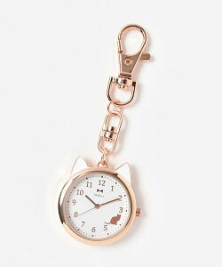 懐中時計 キーホルダーウォッチ レディース ねこ グッズ 猫 ネコ 秒針 おしゃれ かわいい 耳付き カラビナ 通学 通勤 ギフト プレゼント ホワイト ブラック ケディキーホルダーウォッチ ブル