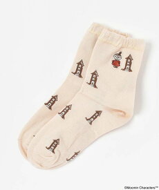 【メール便対応】セール ムーミン ミィ グッズ 靴下 ソックス レディース クルー ショート おしゃれ コーデ ギフト プレゼント 家とリトルミイ刺繍ロークルーソックス ブルーブルーエ bleubleuet
