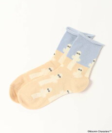 【メール便対応】セール ムーミン ニョロニョロ キャラクター グッズ 靴下 ソックス レディース クルー ショート おしゃれ コーデ ギフト プレゼント ニョロニョロ総柄ロークルーソックス ブルーブルーエ bleubleuet