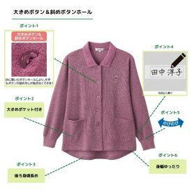 介護 介護用品 介護用 高齢者向け 高齢者 介護用寝具 介護寝具 介護服 介護衣料品 介護洋服 介護寝具 おしゃれ 介護 レディースアパレル トップス シャツ ブラウス 着やすい 脱ぎやすい パープル グレー 母 プレゼント カットマグネット 斜め釦ホールポロカーディ