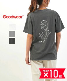 【5/23　20時からポイント10倍】【LINEクーポン有】【2024年春夏新作】グッドウェア GOODWEAR Tシャツ ロゴT 半袖 カットソー トップス ロゴ プリント 綿 コットン クルーネック カジュアル・GDW-LCS-231306-3682401(レディース)